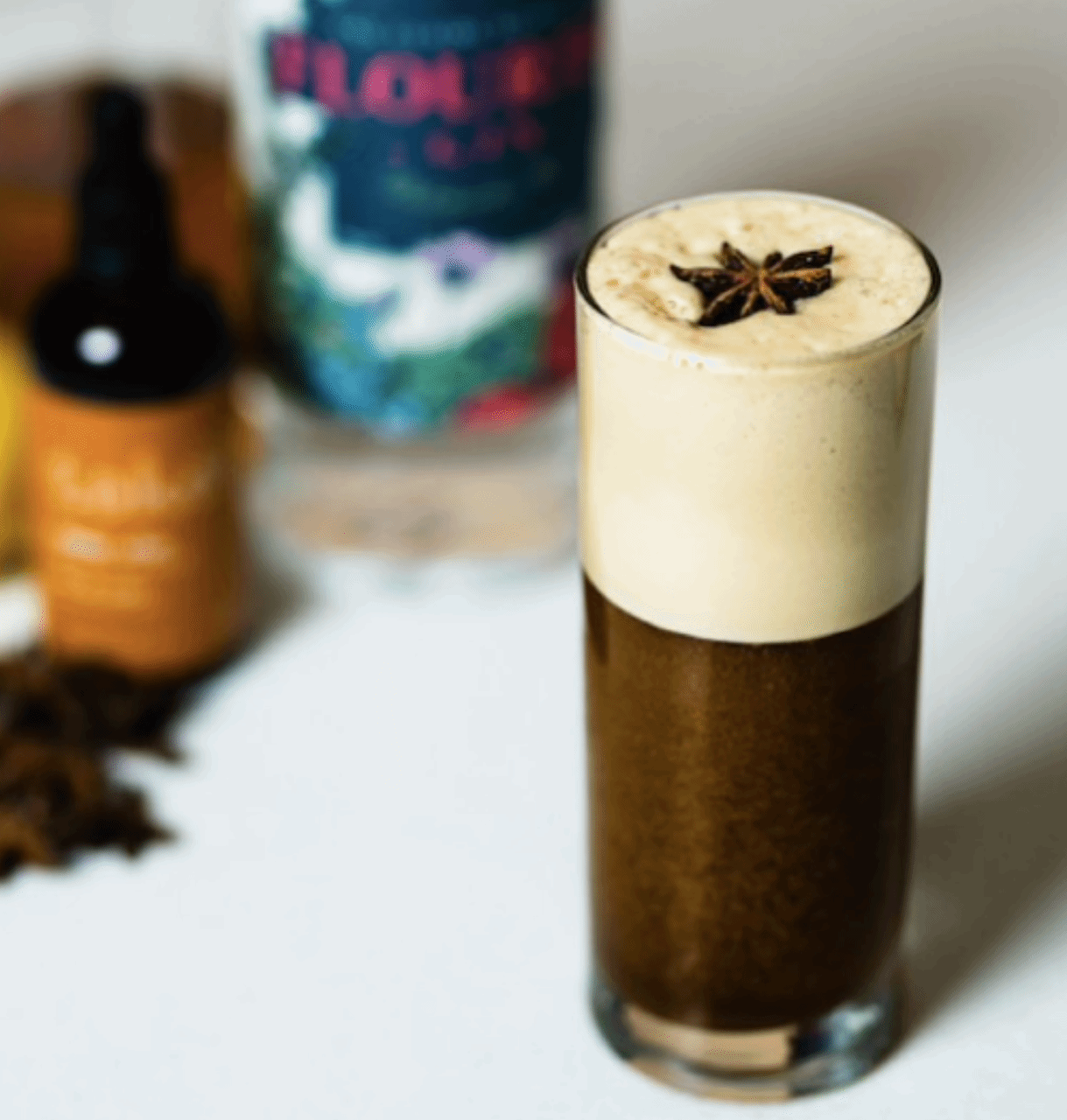 Chai Latte, topped with a star anise as garnish