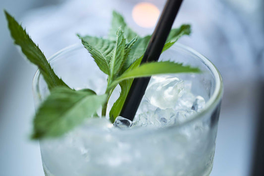 Lavender Rum Mojito cocktail with a mint garnish