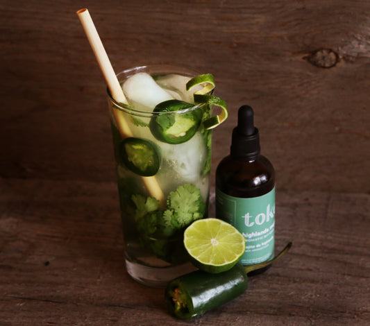 Cilantro Jalapeño Mojito mocktail with Token highlands mojito bitters, lemon and jalapeno