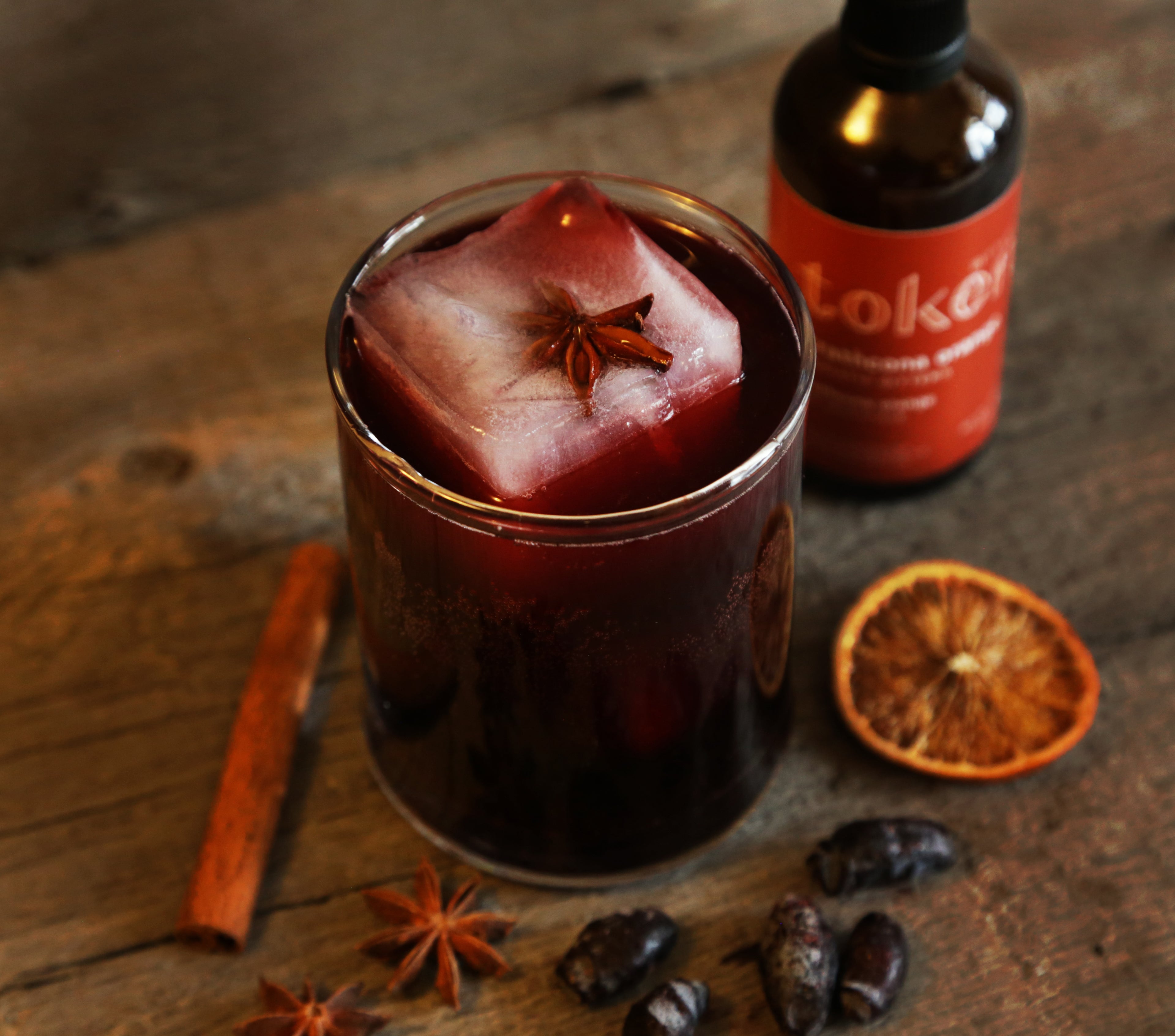 Duck sauce mocktail with Token strathcona orange bitters and spices