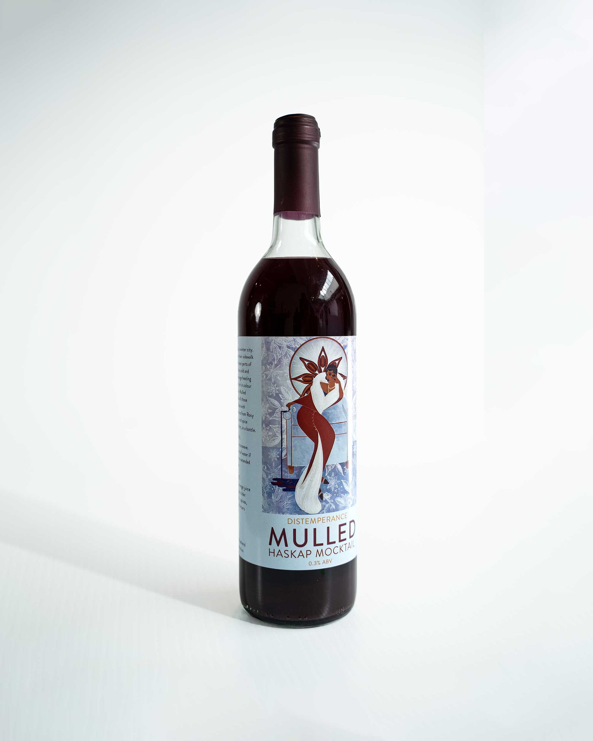 Mulled Haskap Mocktail bottle at a three-quarter angle