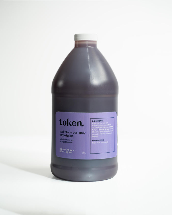 Token Saskatoon Earl Grey Teatotaller 2 L jug, lavender label, on white